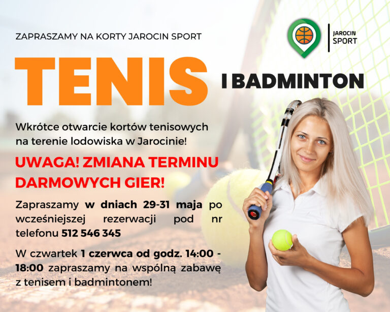 Zapraszamy na korty Jarocin Sport oraz na darmowe gry !